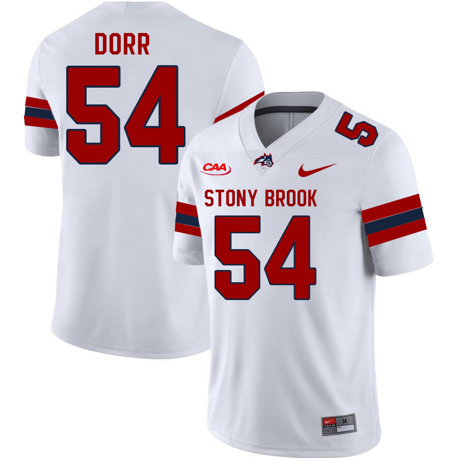 Stony Brook Seawolves #54 Jackson Dorr College Football Jerseys Stitched Sale-White
